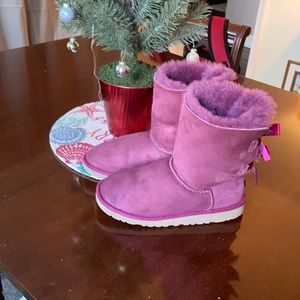 Girls Ugg Boots with Bows Pink Sz 3